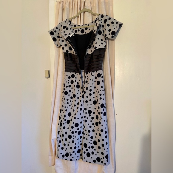 Black Grey Polk A Dot Retro Pinup Pencil Dress Bird Cage Hat Halloween Costume - Picture 8 of 16